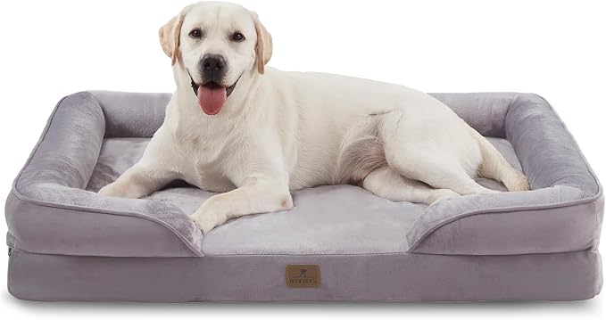 Bedfolks Orthopedic Dog Bed XL, Waterproof Dog Sofa Bed for Extra Large Dogs, Egg Foam Pet Couch Bed with Removable Washable Cover and Nonslip Bottom, Light Grey by Bedfolks
