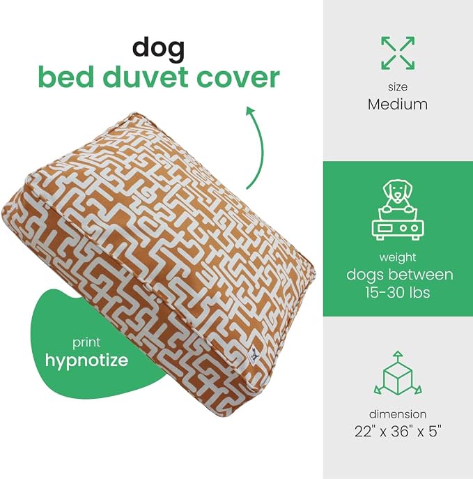 Molly Mutt Hypnotize Dog Bed Duvet Cover, GOTS-Certified 100% Organic Cotton Canvas Cover for Dog, Puppy, or Cat Bed, Durable, Washable, and Free of Harmful Chemicals, Medium/Large, 27"x36"x5" - Image 2