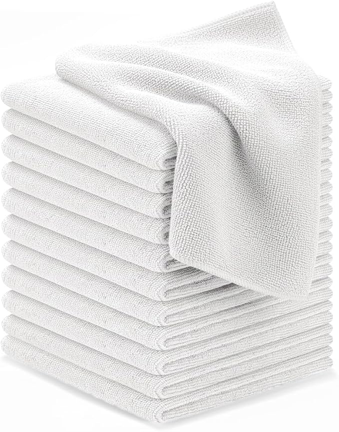 Avalon Towels Microfiber Cleaning Cloths (Value Pack of 12) - Size 12 x 12 Inches, Highly Absorbent Cleaning Rags, Lint Free, Reusable and Washable, Microfiber Towels for Cars by AvalonTowels