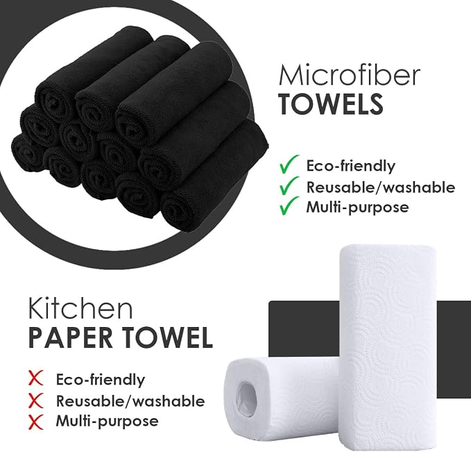 Avalon Towels Microfiber Cleaning Cloths (Value Pack of 12) - Size 12 x 12 Inches, Highly Absorbent Cleaning Rags, Lint Free, Reusable and Washable, Microfiber Towels for Cars - Image 3