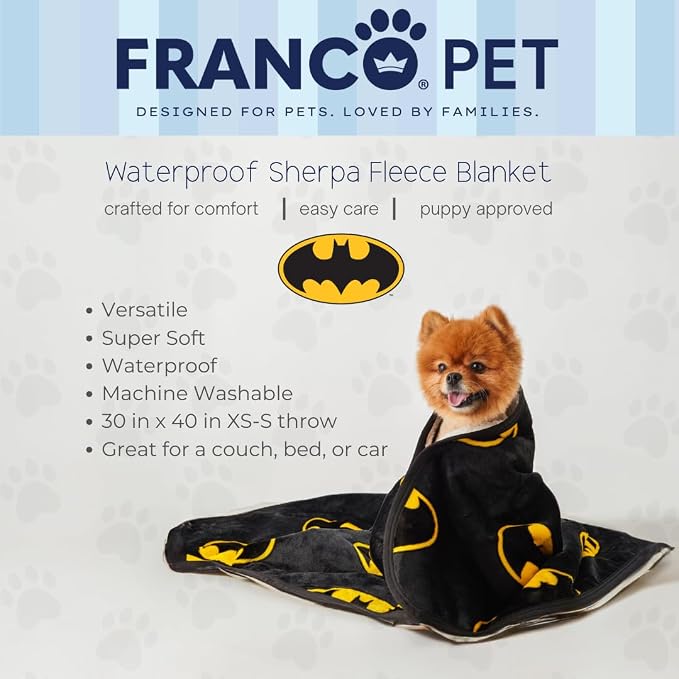 Batman DC Comics Waterproof Dog Bed Cover, Large 30x40 Pet Blanket for Furniture Bed Couch Sofa, (Officially Licensed) by Franco - Image 2