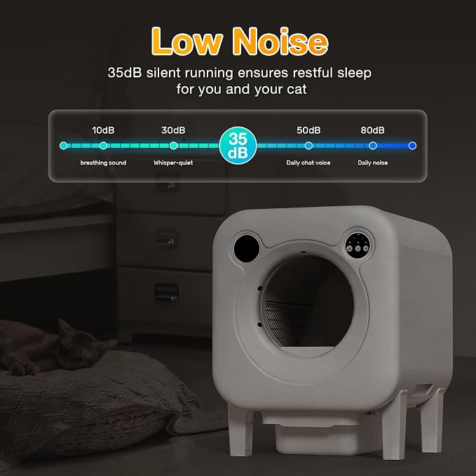 Automatic Litter Box, 4 in 1 Security-System Self Cleaning Litter Box Robot, 75L+12L Extra Large Space for Multiple Cats, APP Control, 1 Free Cat Litter-Mat, 3 Rolls Cats Waste Bag Liners - Image 7