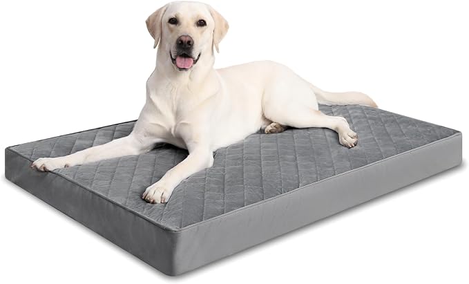 NUPIDA Orthopedic Dog Beds Large Sized Dog Waterproof Lining with Removable Washable Cover and Non-Slip Bottom, Quilting Pet Bed, 35x23 Inch, Dark Gray by NUPIDAPet%E2%80%99sHome