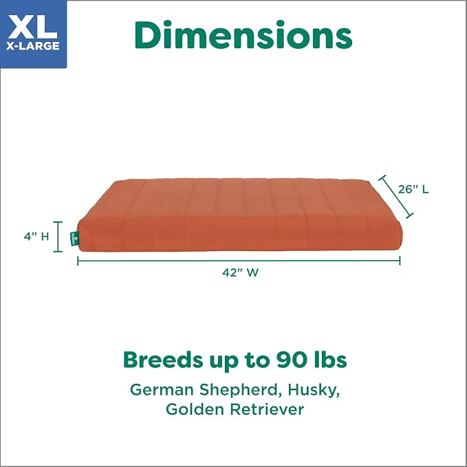 Furhaven Orthopedic Dog Bed – Puffy Quilted Foam Mattress with Removable Washable Cover, Soft & Supportive for Kennels & Crates - X-Large, Rust - Image 3
