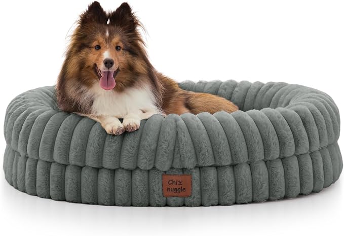 ChiXnuggle Orthopedic Dog Bed, Washable Cover, Faux Fur Bolster Pet Couch | waterproof,egg crate foam,non-slip bottom,for small medium dogs,grey,30*24*7,dog sofa,puppy bed by SnuggleUpPawsDown