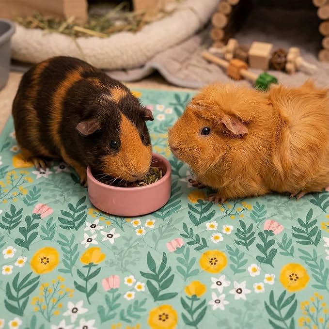 Guinea Pig Bedding, 49x24in 2 Pack Washable Guinea Pig Cage Liners, Waterproof Reusable & Anti Slip, Super Absorbent Guinea Pig Pee Pad for Midwest Cage, Small Animal, Rabbit, Bunny, Green - Image 4