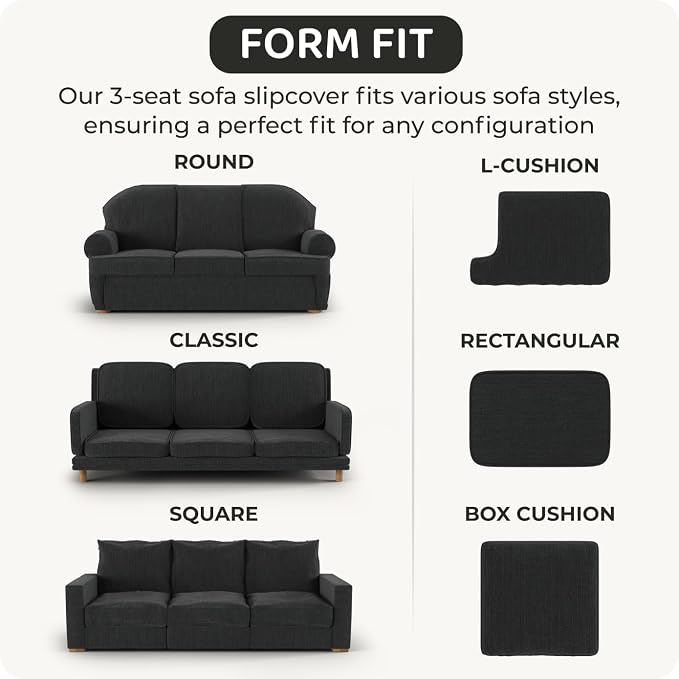 PAULATO BY GA.I.CO. Sofa Slipcover - Stretch Couch Cover - Stylish Cushion Sofa Cover - Soft Polyester Fabric Slipcover - 1-Piece Form Fit Washable Protector for Pet - Mille Righe Collection - Cream - Image 6