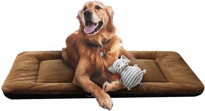 Dog Crate Pad Washable Dog Bed for Crate Large Cozy Mat 42-Inch Brown | Ultra Soft Kennel Pad,Anti-Slip Bottom,Fits for Most Metal Crates,Comfortable Sleeping Pet Mat by VERZEY