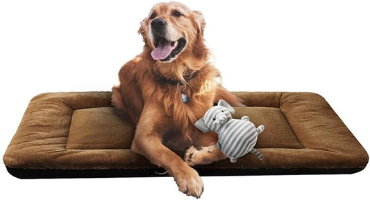 Dog Crate Pad Washable Dog Bed for Crate Large Cozy Mat 42-Inch Brown | Ultra Soft Kennel Pad,Anti-Slip Bottom,Fits for Most Metal Crates,Comfortable Sleeping Pet Mat by VERZEY