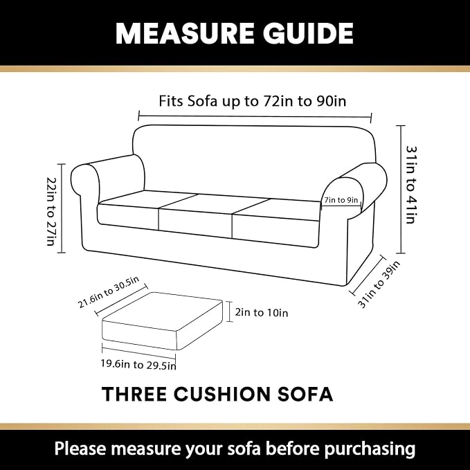 PrinceDeco Velvet Couch Covers for Sofa Soft 4 Pieces Couch Covers for 3 Cushion Couch Sofa Pet Friendly Furniture Protector with Non Slip Elastic Bottom Width Up to 90 Inch (Large, Burnt Brick) - Image 2