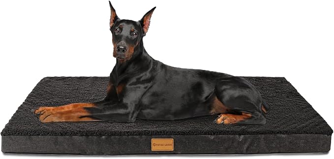 Patas Lague Orthopedic Large Dog Bed Washable Pet Sofa Mat 56''X40'' Black | Egg-Crate Foam Dog Couch For Large Sized Dogs, Waterproof Removable Cover, Soft Pet Crate Bed With Nonskid Bottom by PatasLague