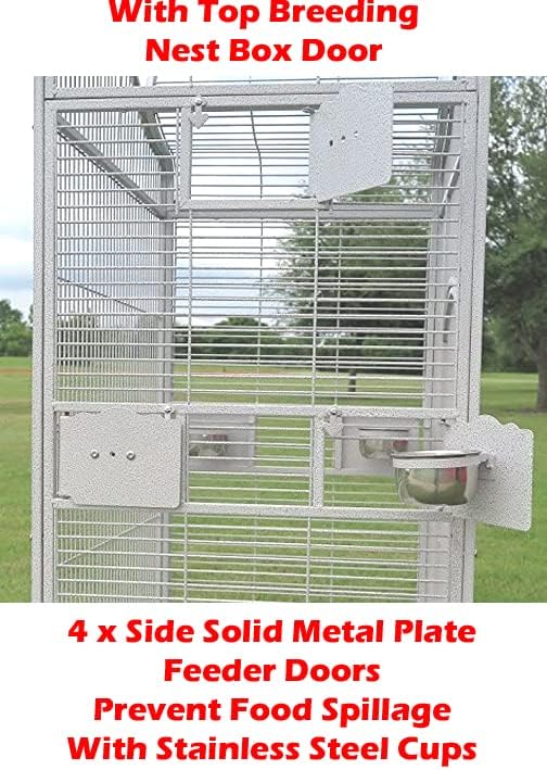 Extra Large Wrought Iron Open/Close Play Top Bird Parrot Cage, Include Metal Seed Guard Solid Metal Feeder Nest Doors Overall Dimensions: 35.25" Wx29.5"x62"H(with Seed Skirt) - Image 5