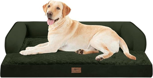 MEKIY XXL Orthopedic Waterproof Dog Bed with Bolster for Extra Large Dogs | Pillow Support for Neck Relief, Egg Crate Foam, Waterproof Liner, Anti-Slip Bottom, Removable Bolster Cover, 45 x 35 Inch by Mekiy