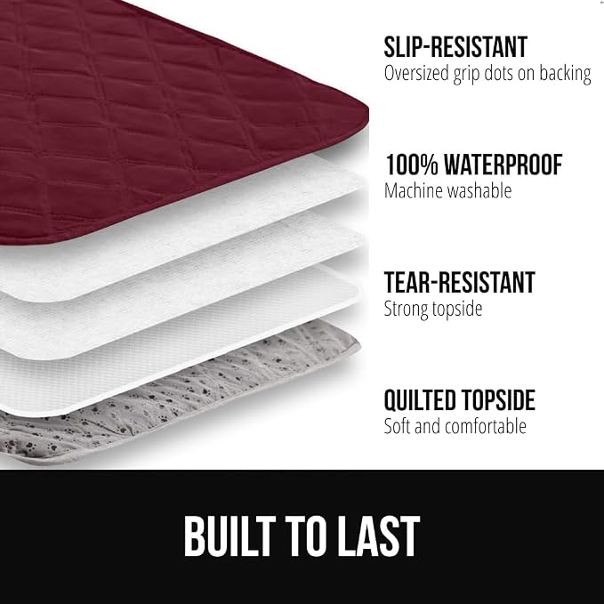 GORILLA GRIP® Waterproof Dog Blanket, Leakproof Couch Cover for Dogs, Silicone Grip Backing, Protects Sofa, Sectional, Bed, Crate, Car & RV, Tear-Resistant Washable Senior Pet Blanket, 30x70 Burgandy - Image 2