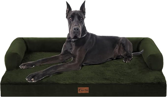 Orthopedic Dog Bed for Extra Large Dogs, 53x42in, Olive Green | Orthopedic Foam Relieves Joint Pressure, Bolsters Supports Head And Neck, Washable Cover, Non-Slip Bottom by CasaPaw