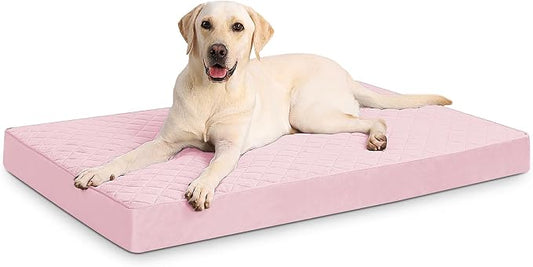 NUPIDA Orthopedic XL Dog Beds Large Sized Dog Waterproof Pet Kennel Pad with Removable Washable Cover and Non-Slip Bottom, 41x27 Inch, Pink by NUPIDAPet%E2%80%99sHome