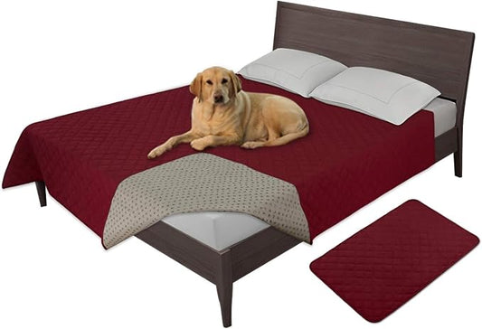 Easy-Going 100% Waterproof Dog Bed Cover, Non-Slip Pet Blanket for Furniture, Washable Couch Cover, Repleasement Sofa Cover (68X82 in,Christmas Red) by Easy-Going