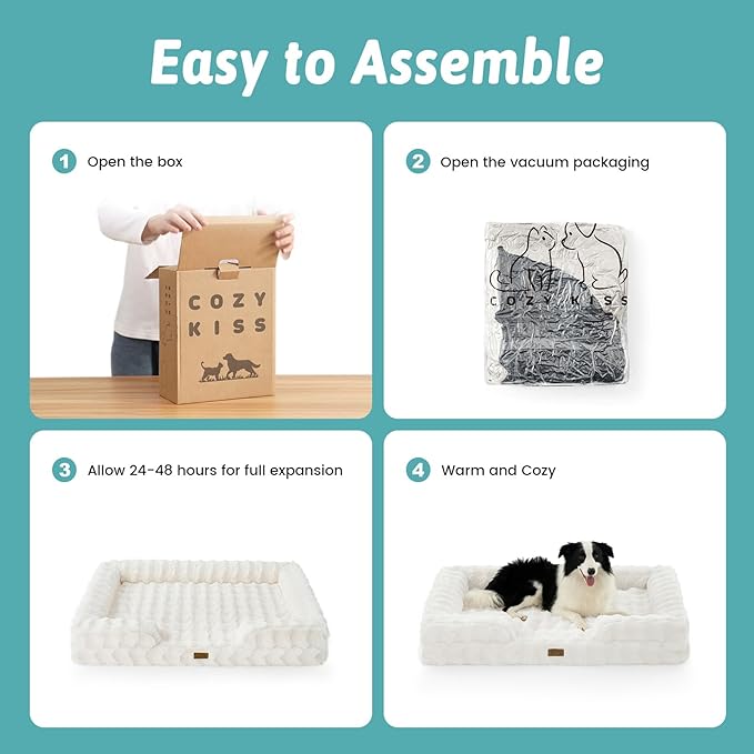 COZY KISS Orthopedic Dog Bed for Medium Small Size Dog, Soft and Warm Faux Fur Sofa for Pet Up to 40 lbs, Foam Bolster Anti-Slip Couch with Washable Removable Cover, M 30x20x6.5 inch, Beige - Image 8