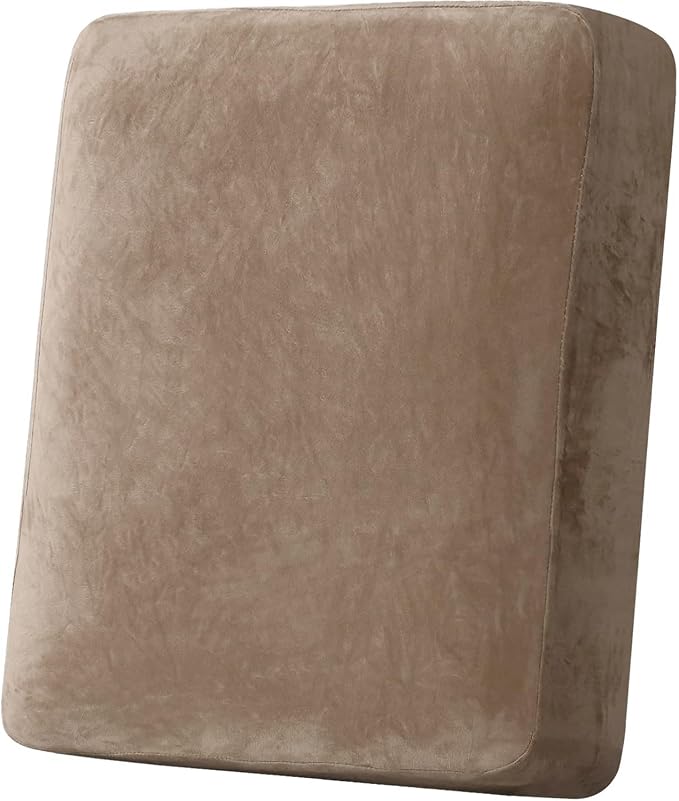 H.VERSAILTEX Velvet Stretch Couch Cushion Cover Plush Cushion Slipcover for Chair Cushion Furniture Protector Seat Cushion Sofa Cover (1 Piece Armchair Cushion Covers, Camel) by HVERSAILTEX