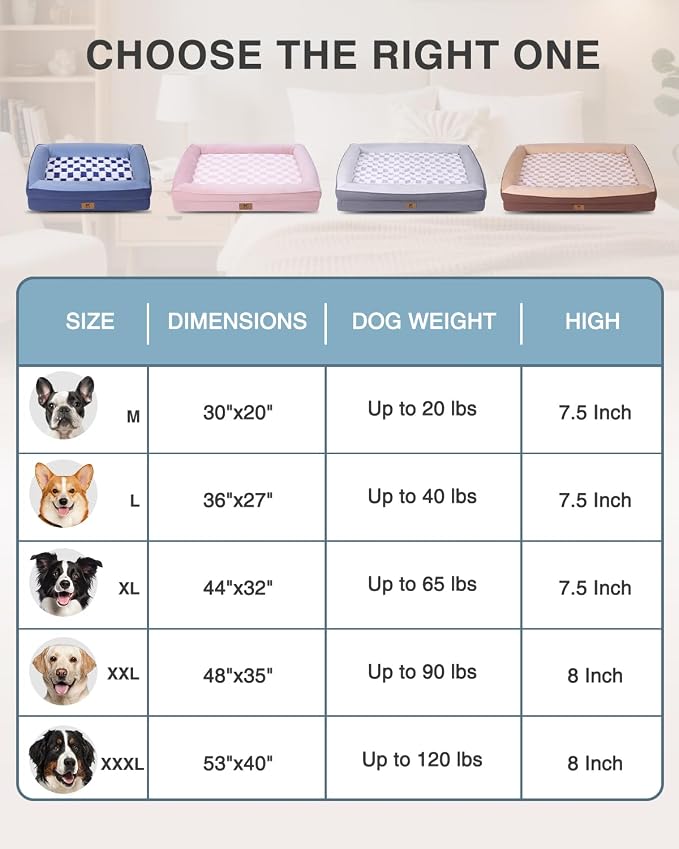 KSIIA Big Dog Bed for Large Dogs, Orthopedic Egg-Crate Memory Foam Pet Bed with Sides, Waterproof Lining and Non Slip Pet Couch with Removable Washable Cover, 36 x 27 Inch, Blue - Image 7