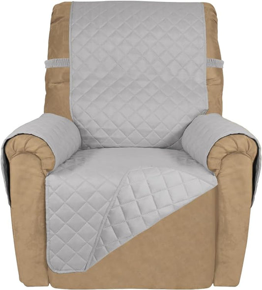 PureFit Reversible Recliner Chair Covers Couch Covers for Dogs, 19 in | Light Gray/Light Gray, Water Resistant Couch Protector, Washable Pet Couch Cover with Non Slip and Elastic Straps For Kids by PureFit