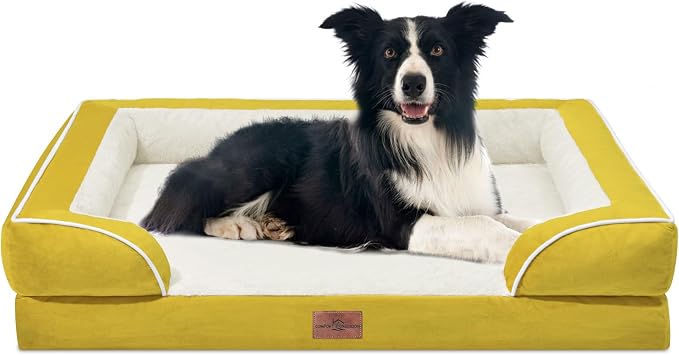 Comfort Expression Orthopedic Dog Beds for Large Sized Dog with Bolster | Waterproof Dog Couch Bed with Washable Cover & Non-Slip Bottom, Supportive Egg Crate Foam Large Pet Bed, 36x27 Inch - Image 9