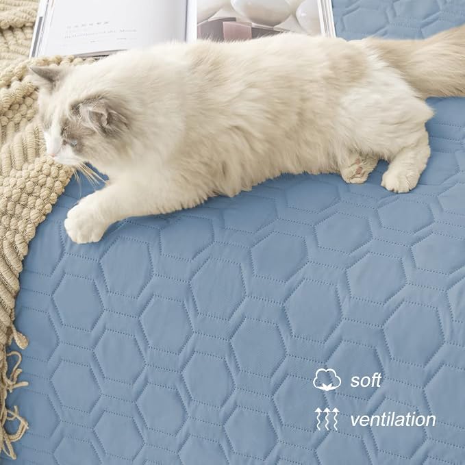 Tcksstex Waterproof and Anti-Slip Dog Bed Cover and Pet Blanket Sofa Pet Bed Mat ，car Incontinence Mattress Protectors Furniture Couch Cover for Most Cats Dogs, Pets（52x82-Stoneblue） - Image 5