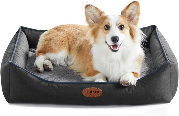 Tidore Orthopedic Dog Beds for Medium Dogs, Durable Egg Crate Foam Sofa Dog Bed wit Washable Removable Cover,Waterproof Lining,Pet Bed for Large Dogs (Dark Grey, 31.5" L x 25.2" W x 7" Th) by Tidore
