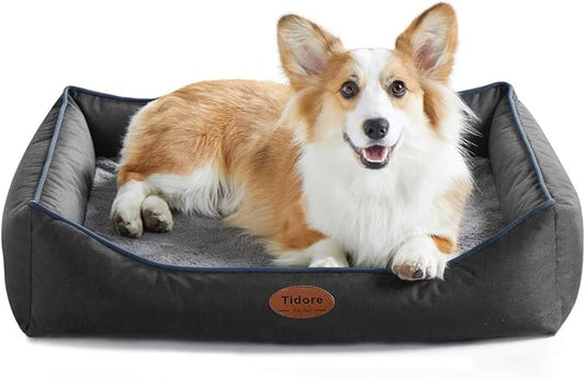 Tidore Orthopedic Dog Beds for Medium Dogs, Durable Egg Crate Foam Sofa Dog Bed wit Washable Removable Cover,Waterproof Lining,Pet Bed for Large Dogs (Dark Grey, 31.5" L x 25.2" W x 7" Th) by Tidore