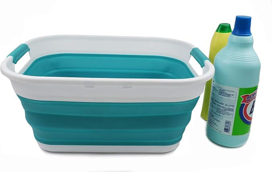 SAMMART 17.5L (4.6 Gallon) Collapsible/Foldable/Pop Up/Portable Washing Tub, Water Capacity 13.5L/3.5 Gallon (1, Bright Blue) by SAMMART