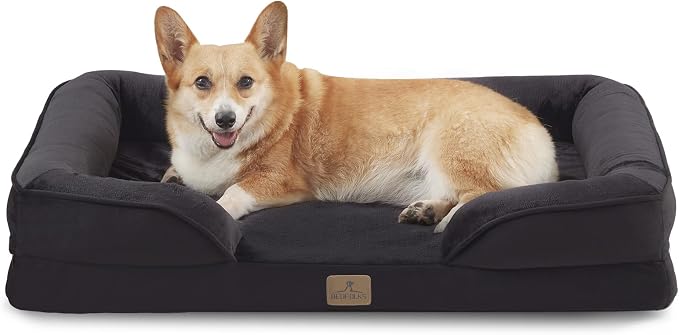 Bedfolks Orthopedic Dog Bed, Waterproof Dog Sofa Bed for Large Dogs, Egg Foam Pet Couch Bed with Removable Washable Cover and Nonslip Bottom, Black by Bedfolks
