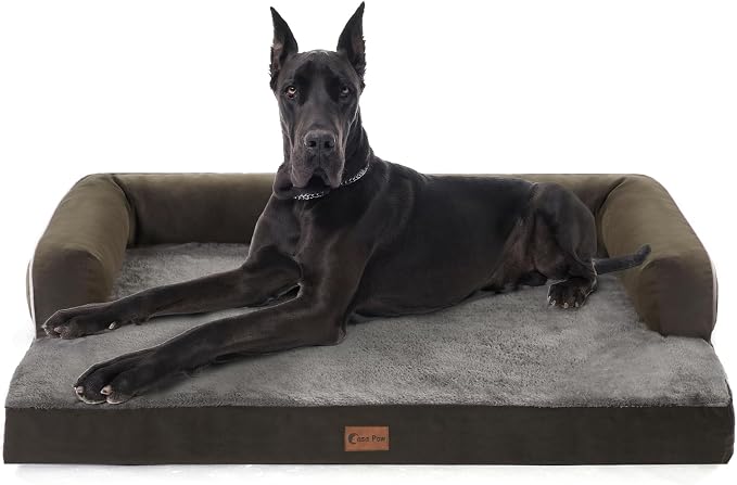 Orthopedic Dog Bed for Extra Large Dogs, Dark Green, 53x42in | Orthopedic Foam Relieves Joint Pressure, Bolsters Supports Head And Neck, Washable Cover, Non-Slip Bottom by CasaPaw