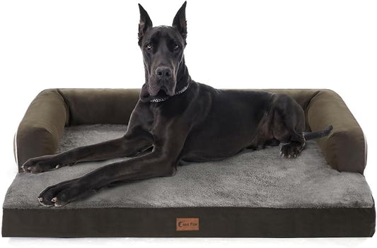 Orthopedic Dog Bed for Extra Large Dogs, Dark Green, 53x42in | Orthopedic Foam Relieves Joint Pressure, Bolsters Supports Head And Neck, Washable Cover, Non-Slip Bottom by CasaPaw