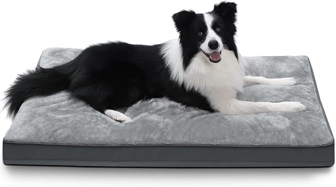 NUPIDA Waterproof Large Dog Bed for Crate with Washable Cover, 35x22, Grey | TPU Waterproof Layer, Easy Clean Cover, Soft Plush Surface, Durable Oxford fabric, Non-Slip Bottom, For Large Breeds ≤50lbs by NUPIDAPet%E2%80%99sHome