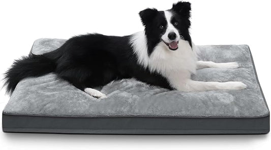 NUPIDA Waterproof Large Dog Bed for Crate with Washable Cover, 35x22, Grey | TPU Waterproof Layer, Easy Clean Cover, Soft Plush Surface, Durable Oxford fabric, Non-Slip Bottom, For Large Breeds ≤50lbs by NUPIDAPet%E2%80%99sHome