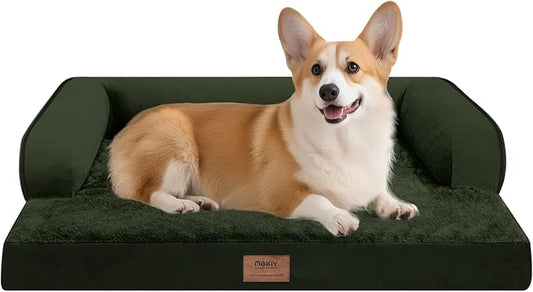 MEKIY Orthopedic Waterproof Dog Bed Pet Couch with Bolster for Medium Dogs | Pillow Support for Neck Relief, Egg Crate Foam, Waterproof Liner, Anti-Slip Bottom, Machine Washable Cover, 30 x 22 Inch by Mekiy