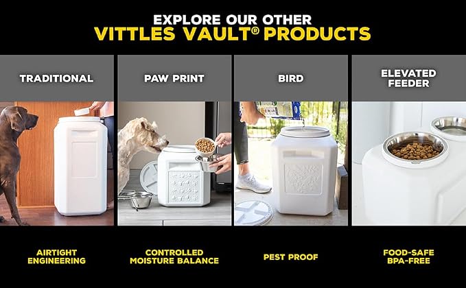 Vittles Vault Traditional Pet Food Storage Container For Dog Kibbles/Bird Seed/Oatmeal/Rice/Flour/Cereal, BPA Free Plastic, Sealed Airtight For Cat Food, Up To 60 lb, Made in USA, With Scoop, Gray - Image 14