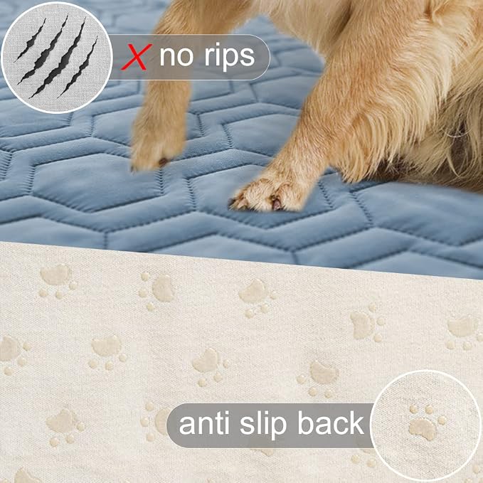 Tcksstex Waterproof and Anti-Slip Dog Bed Cover and Pet Blanket Sofa Pet Bed Mat ，car Incontinence Mattress Protectors Furniture Couch Cover for Most Cats Dogs, Pets（52x82-Stoneblue） - Image 3