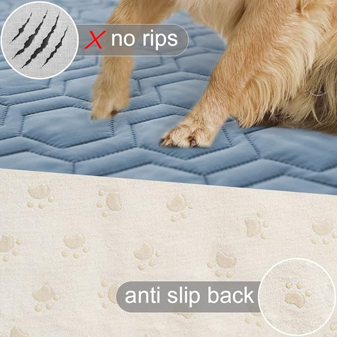 Tcksstex Waterproof and Anti-Slip Dog Bed Cover and Pet Blanket Sofa Pet Bed Mat ，car Incontinence Mattress Protectors Furniture Couch Cover for Most Cats Dogs, Pets（82x102-Stoneblue） - Image 3