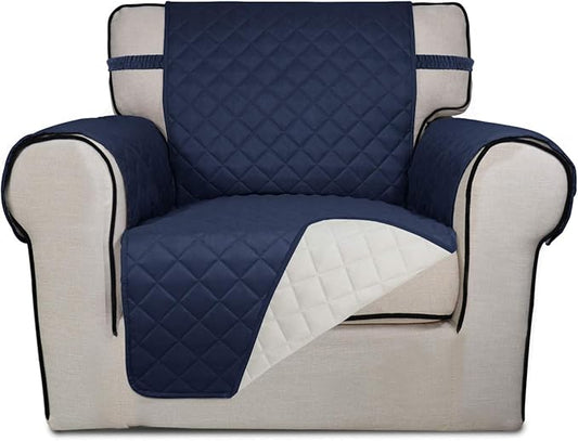 PureFit Reversible Chair Sofa Cover Dog Couch Covers for Sofa, 25.5 in | Navy/Ivory, Water Resistant Couch Protector, Washable Pet Couch Cover with Non Slip and Elastic Straps For Kids by PureFit