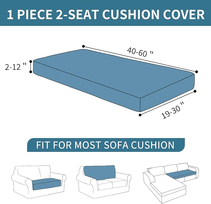 XINEAGE Couch Cushion Covers,Loveseat Seat Slipcovers for Pets,Non Slip Sofa Seat Cover Washable,Sofa Slipcovers with Elastic Bottom(1 Piece Loveseat Cushion Cover,Navy Blue) - Image 3