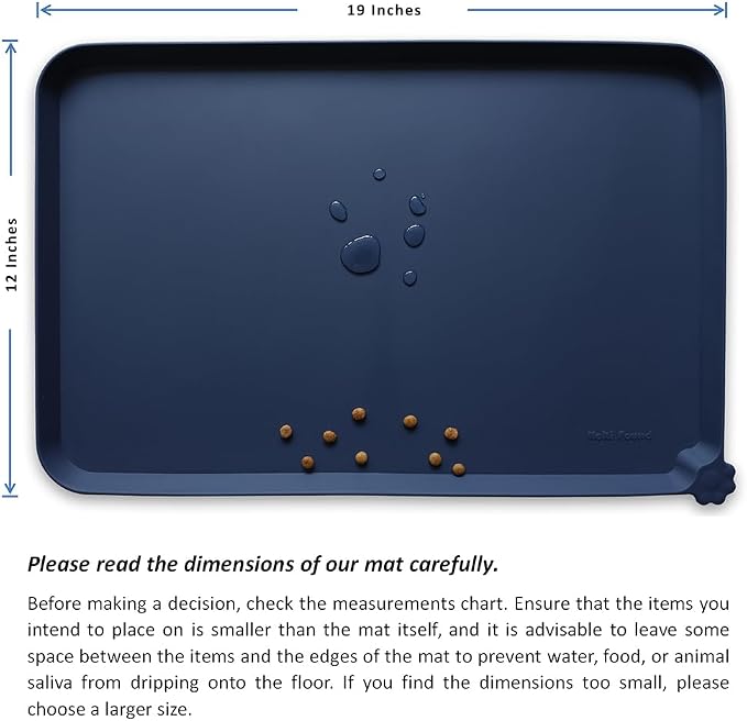 Hoki Found Silicone Pet Food Mats Tray - High-Lips Pet Dog Cat Bowl Mats - Dog Pet Cat Feeding Mat - Waterproof Dog Cat Food Mats -Pet Water Mats for Floors - French Navy - Image 5