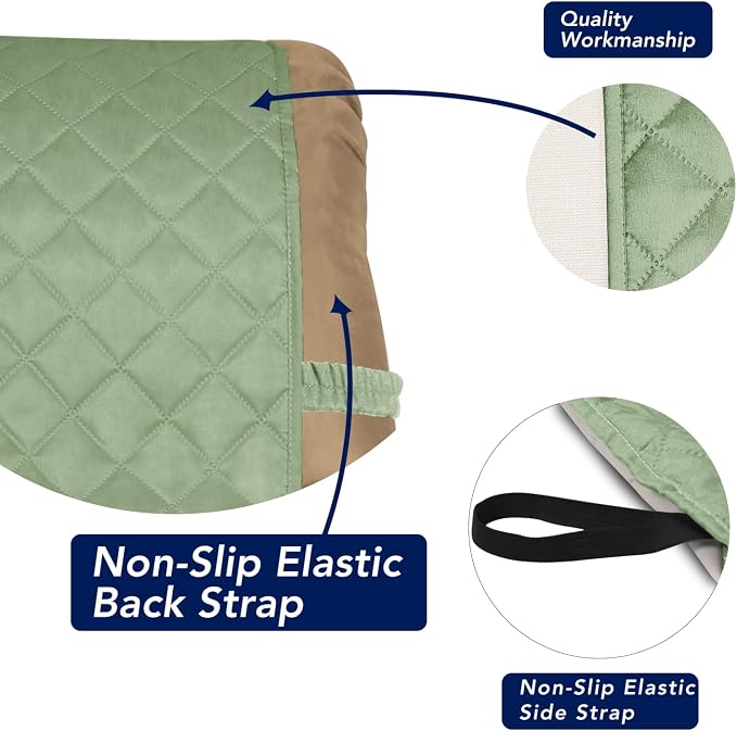 PureFit Reversible Recliner Chair Covers Couch Covers for Dogs, 19 in | Sage Green/Ivory, Water Resistant Couch Protector, Washable Pet Couch Cover with Non Slip and Elastic Straps For Kids - Image 3