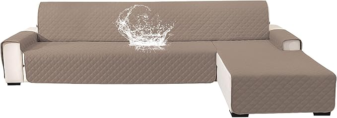 Waterproof Sectional Couch Covers for Dogs, Reversible L Shaped Couch Cover, Sectional Couch Covers L Shape for Pets Dog Cat, Quilted Sofa Covers Washable Sectional (Large, Light Brown) by CYCMACOHOME