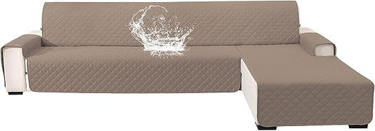 Waterproof Sectional Couch Covers for Dogs, Reversible L Shaped Couch Cover, Sectional Couch Covers L Shape for Pets Dog Cat, Quilted Sofa Covers Washable Sectional (Large, Light Brown) by CYCMACOHOME