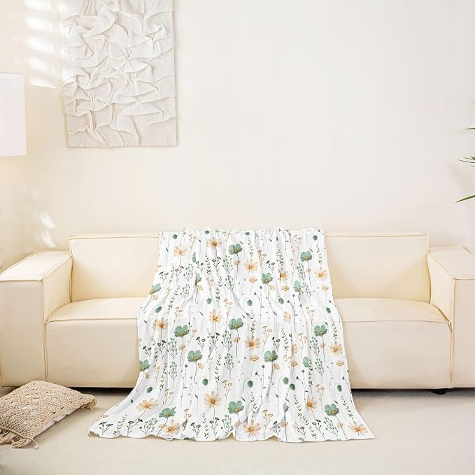 Erosebridal Watercolor Floral Sofa Cover Sage Green Beige Flower Couch Cover Modern Minimalist White Sofa Protector 71" X 118" Rustic Farmhouse Washable Non Slip Couch Protector for Pet Cats Kids - Image 6