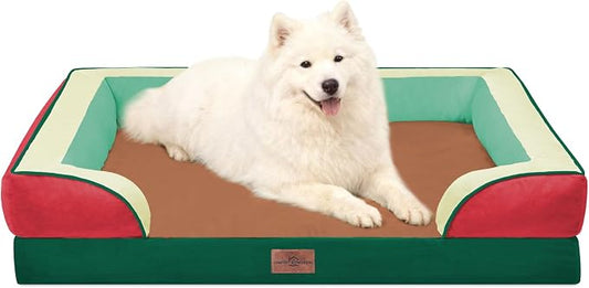 Comfort Expression Orthopedic Dog Beds for Large Sized Dog with Bolster | Waterproof Dog Couch Bed with Washable Cover & Non-Slip Bottom, Supportive Egg Crate Foam Large Pet Bed, 36x27 Inch by ComfortExpression