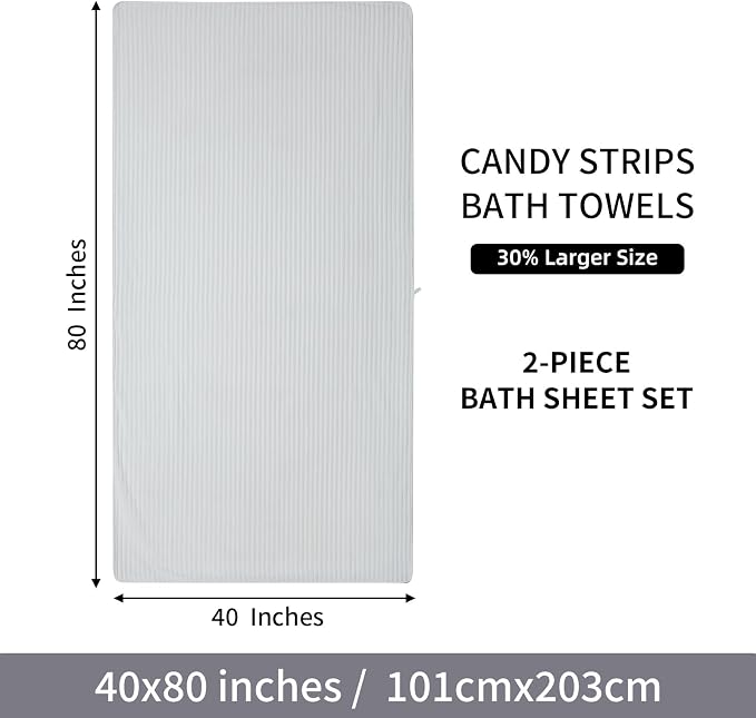 2 Piece Bath Sheets, 40"x80" Microfiber Bath Towels, White | Extra-large size, Quick dry, Highly Absorbent, Lint Free，shower towels for bathroom gym spa，Big and Tall users - Image 8
