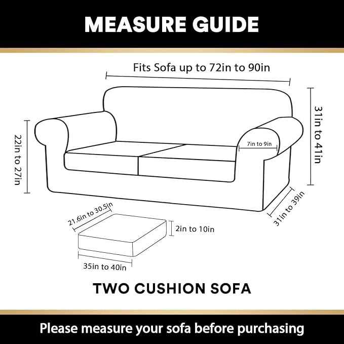 PrinceDeco 3 Pieces Sofa Covers Velvet Couch Covers for 2 Cushion Sofa Soft Sofa Covers for 2 Cushion Couch Width Up to 90 Inch Feature Thick Soft Stay in Plac(Medium-Large, Green) - Image 2