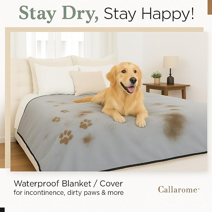 Waterproof Blanket for Bed or Couch – Soft and Leakproof Waterproof Throw Blanket, Water Proof & Stain Resistant Easy to Clean Throw Blanket Cover for Adults or Pets, Reversible Grey 60"x80" | High-Density Heavy-Duty Material - Ultra-Soft & Durable Sof... - Image 2
